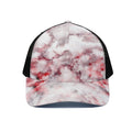 White Ruby Marble Print Black Mesh Trucker Hat