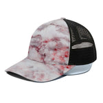 White Ruby Marble Print Black Mesh Trucker Cap