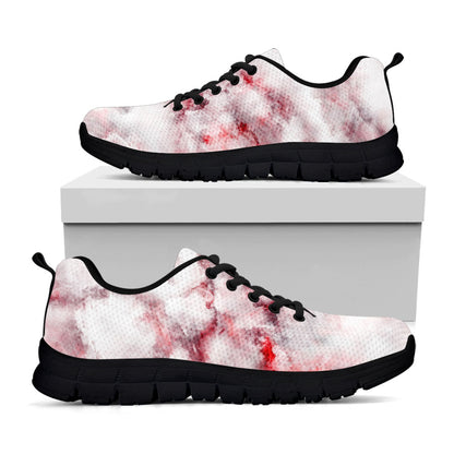 White Ruby Marble Print Black Running Shoes