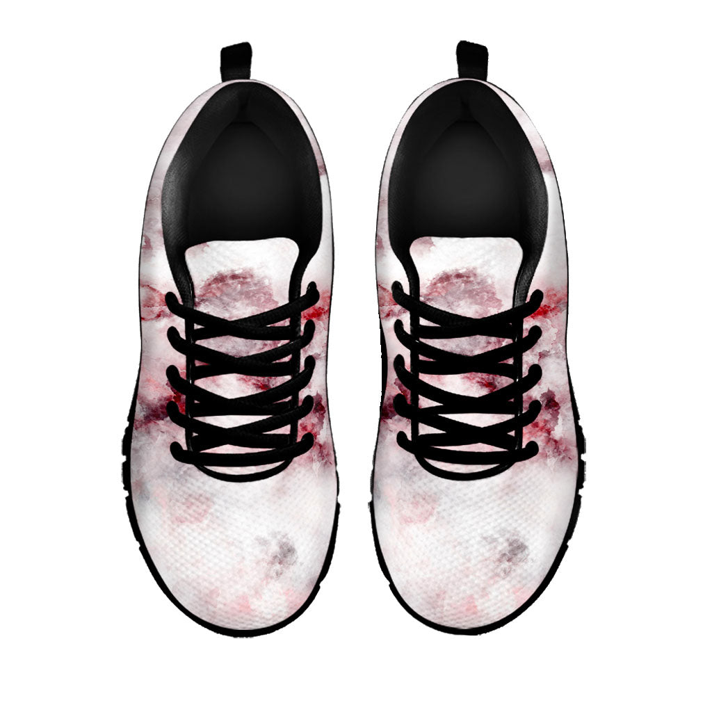 White Ruby Marble Print Black Running Shoes