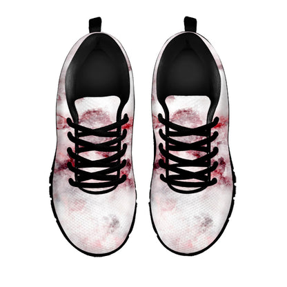 White Ruby Marble Print Black Running Shoes