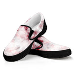White Ruby Marble Print Black Slip On Sneakers