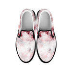 White Ruby Marble Print Black Slip On Sneakers