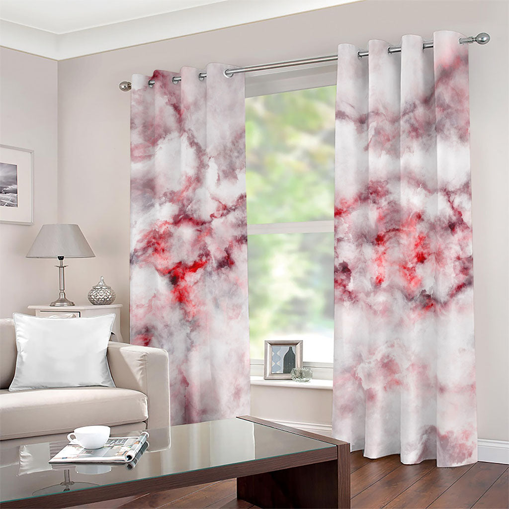 White Ruby Marble Print Blackout Grommet Curtains