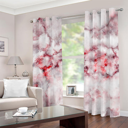 White Ruby Marble Print Blackout Grommet Curtains