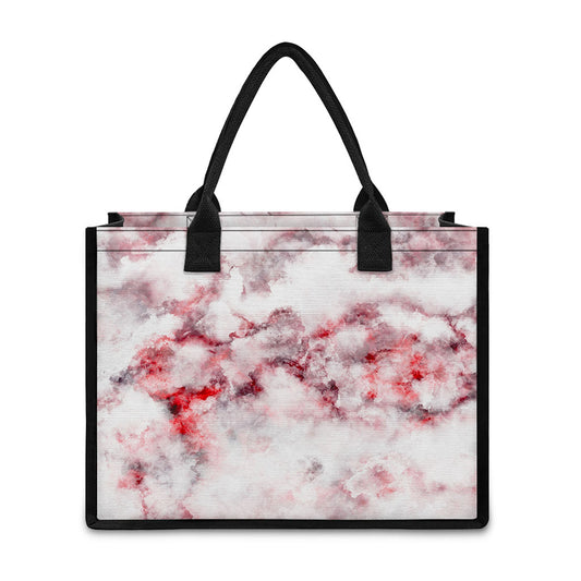 White Ruby Marble Print Canvas Tote Bag