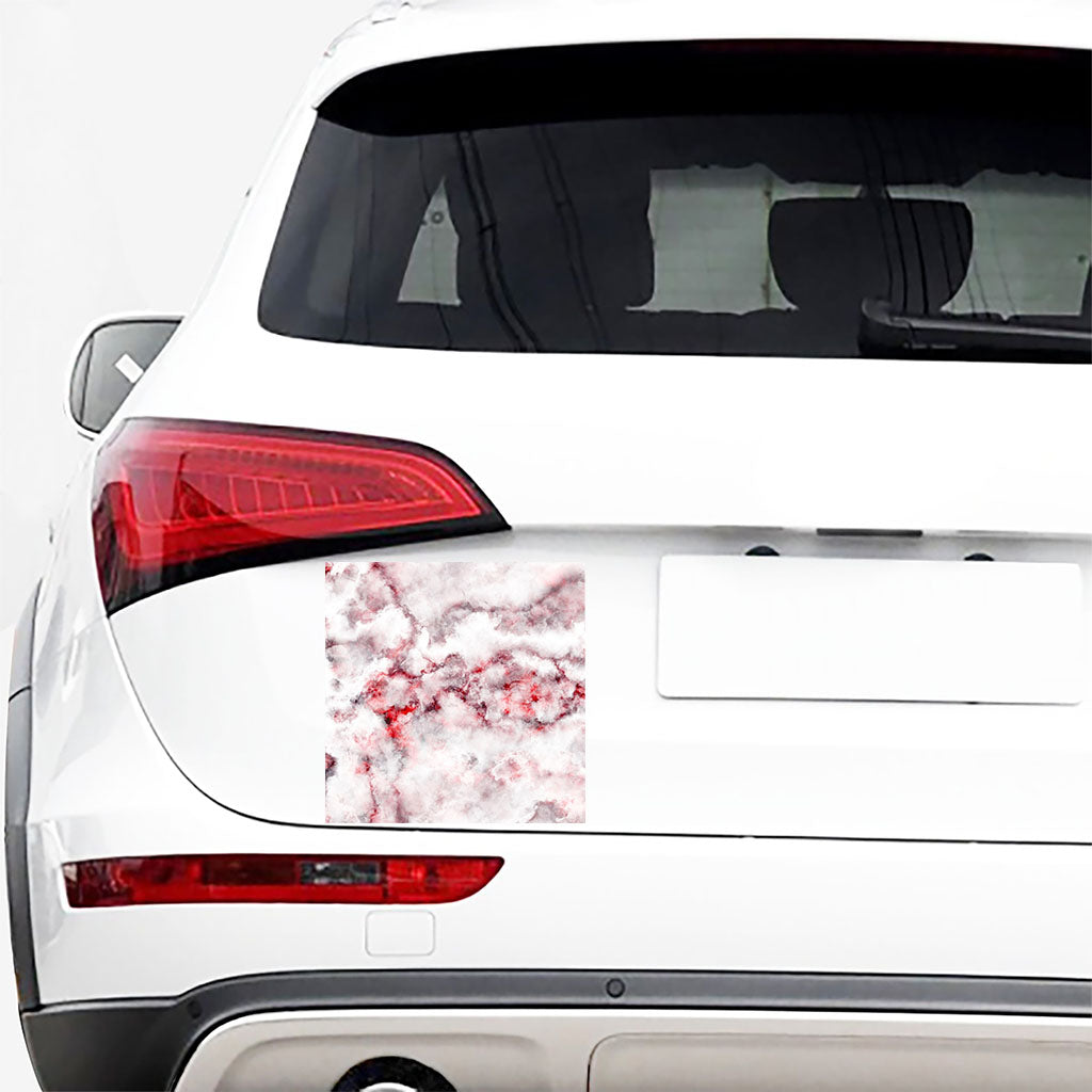 White Ruby Marble Print Car Sticker