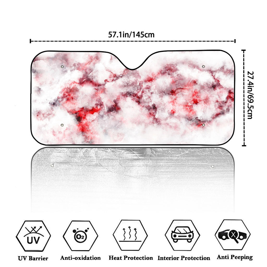 White Ruby Marble Print Car Windshield Sun Shade