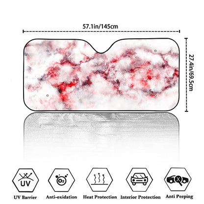 White Ruby Marble Print Car Windshield Sun Shade