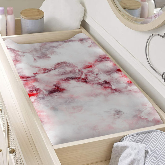White Ruby Marble Print Changing Pad Cover