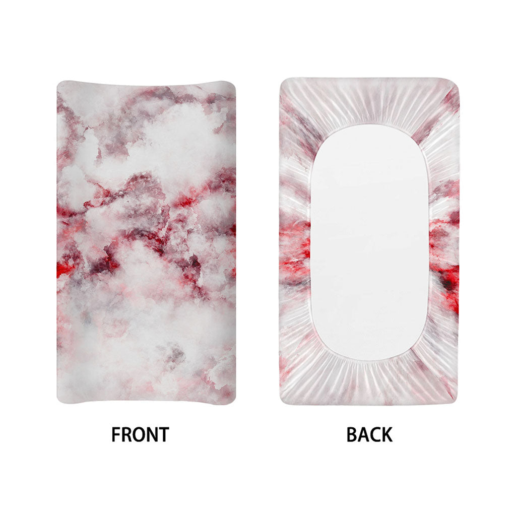 White Ruby Marble Print Changing Pad Cover
