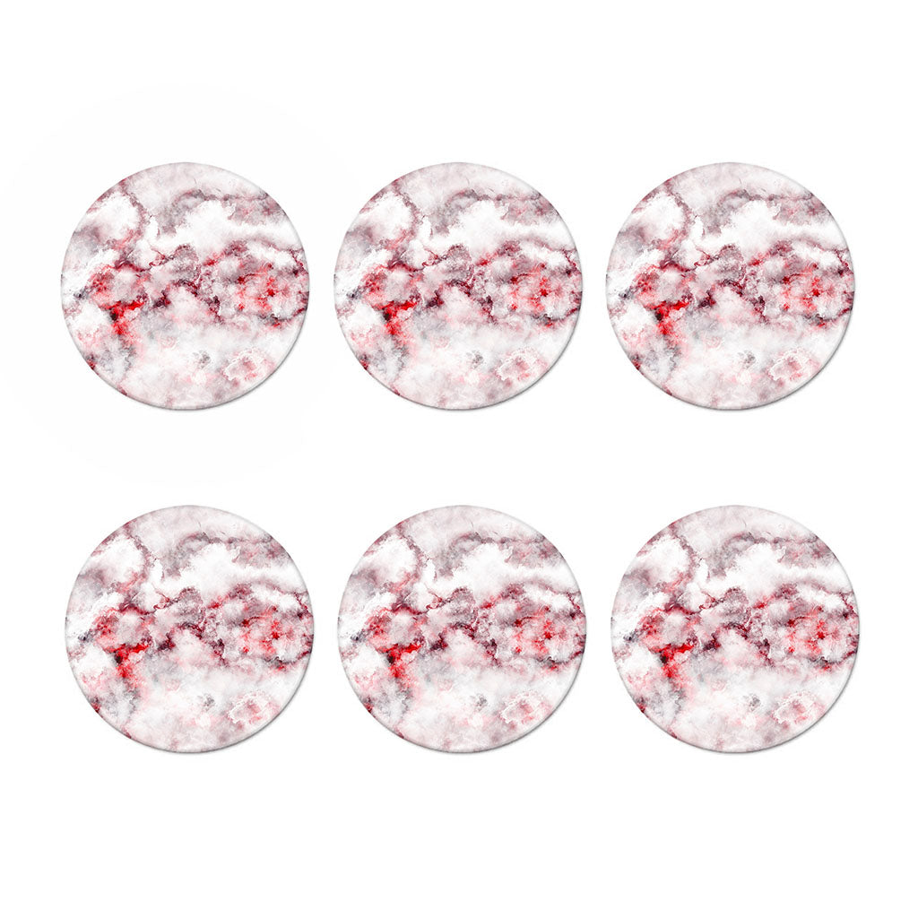 White Ruby Marble Print Coaster Set