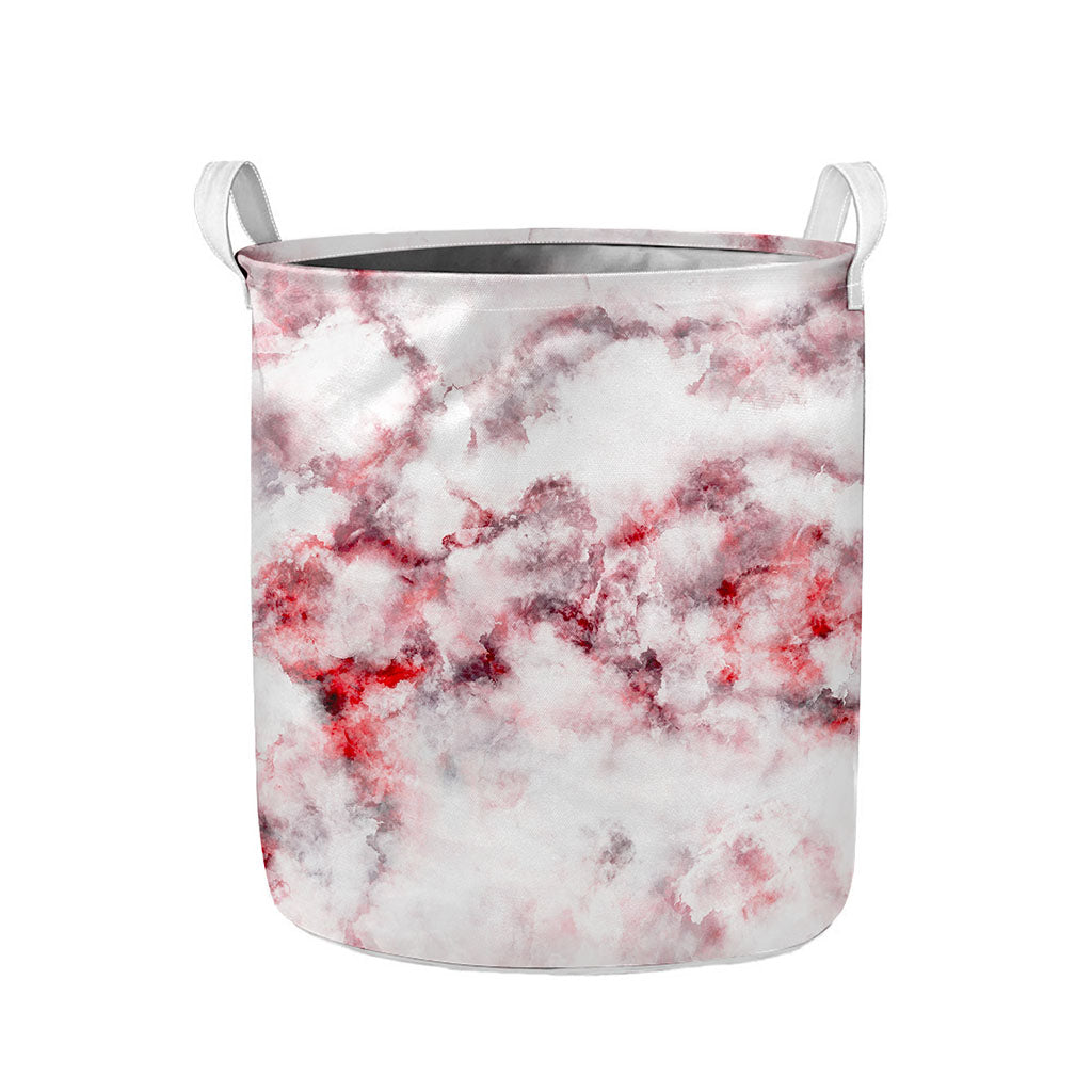White Ruby Marble Print Collapsible Laundry Basket
