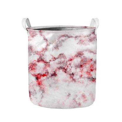 White Ruby Marble Print Collapsible Laundry Basket