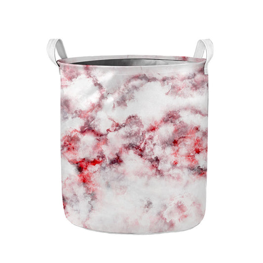 White Ruby Marble Print Collapsible Laundry Basket