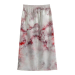 White Ruby Marble Print Cotton Front Slit Maxi Skirt