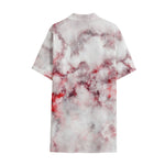 White Ruby Marble Print Cotton Hawaiian Shirt