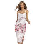 White Ruby Marble Print Cross Back Cami Dress