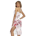 White Ruby Marble Print Cross Back Cami Dress