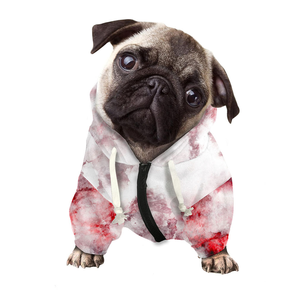 White Ruby Marble Print Dog Zip Up Hoodie