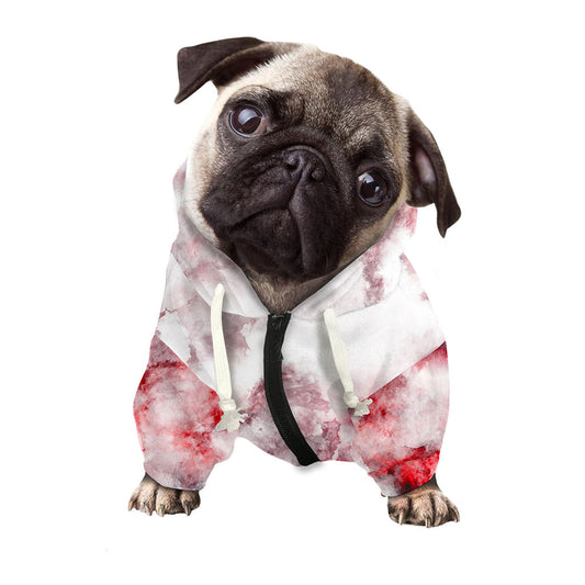 White Ruby Marble Print Dog Zip Up Hoodie