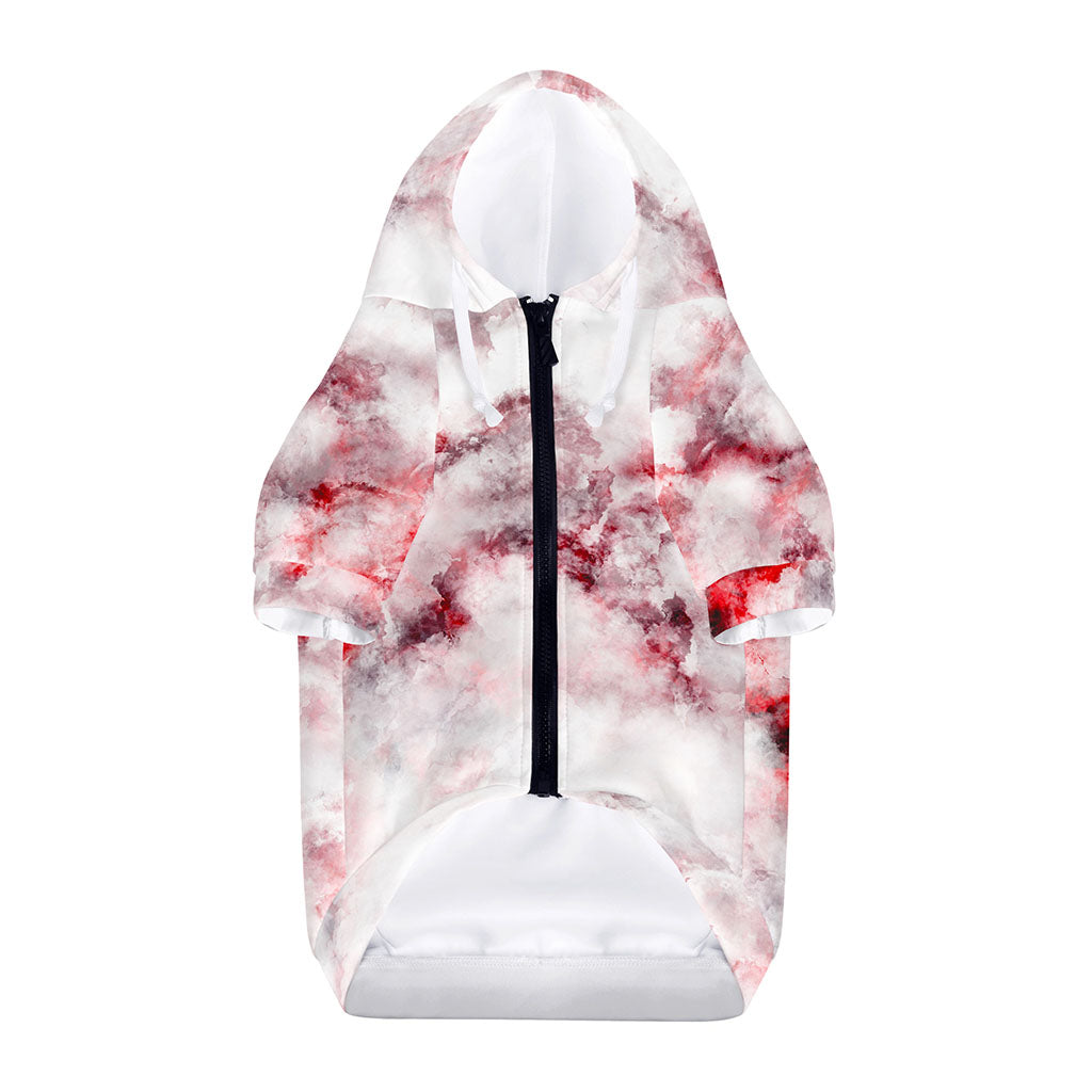 White Ruby Marble Print Dog Zip Up Hoodie