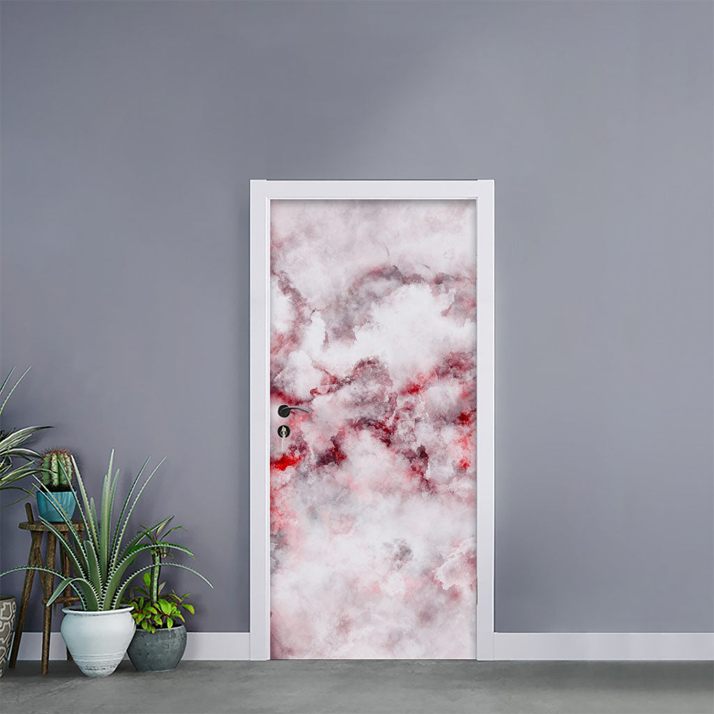 White Ruby Marble Print Door Sticker