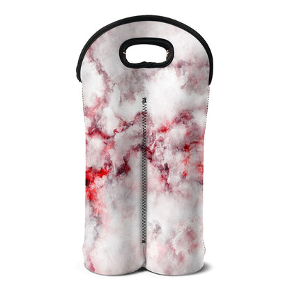 White Ruby Marble Print Double Neoprene Wine Tote