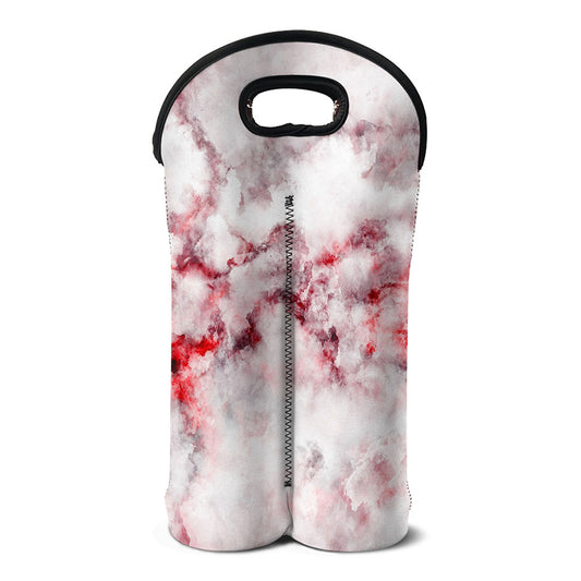 White Ruby Marble Print Double Neoprene Wine Tote