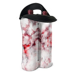 White Ruby Marble Print Double Neoprene Wine Tote