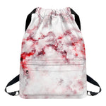 White Ruby Marble Print Drawstring Backpack