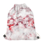 White Ruby Marble Print Drawstring Bag
