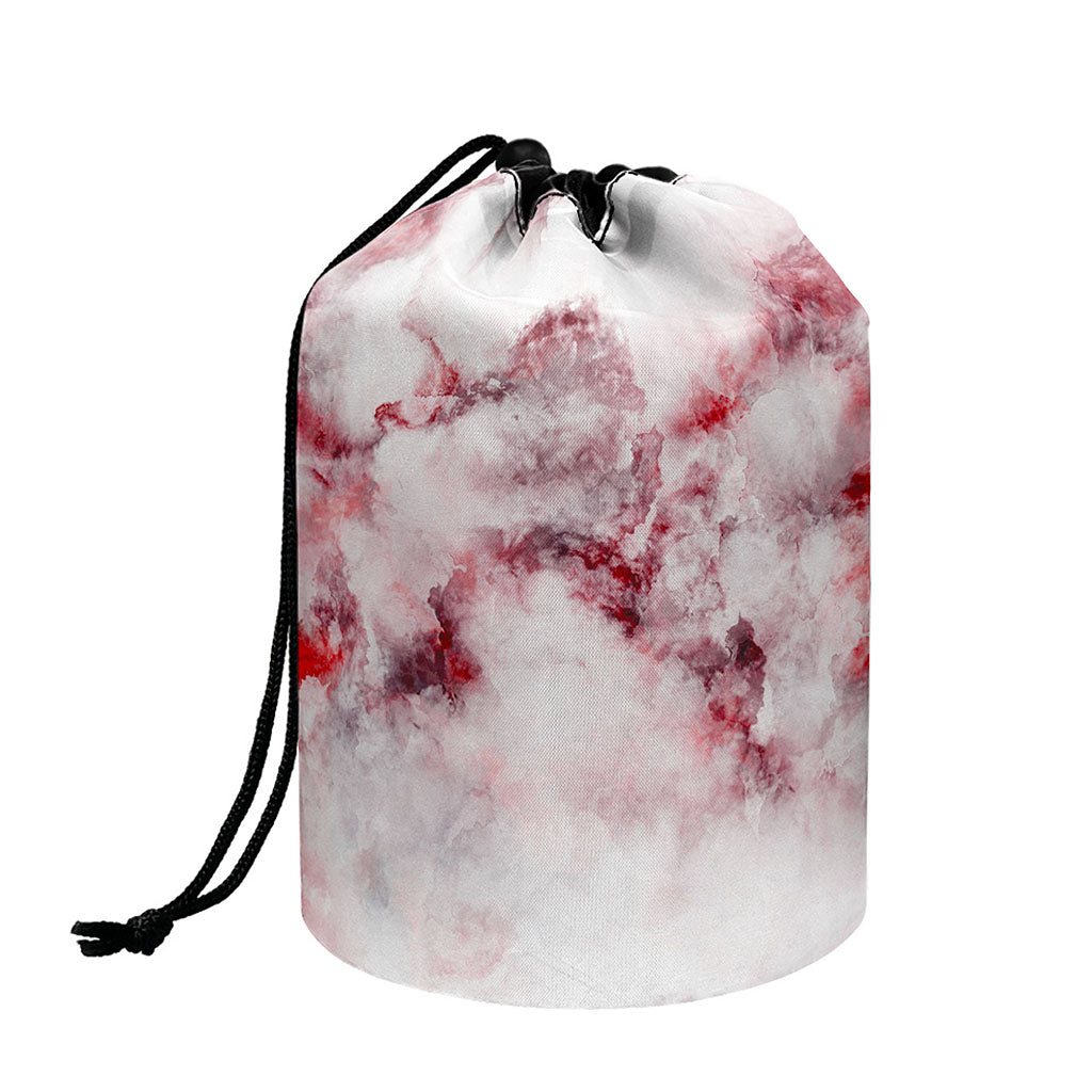 White Ruby Marble Print Drawstring Makeup Bag