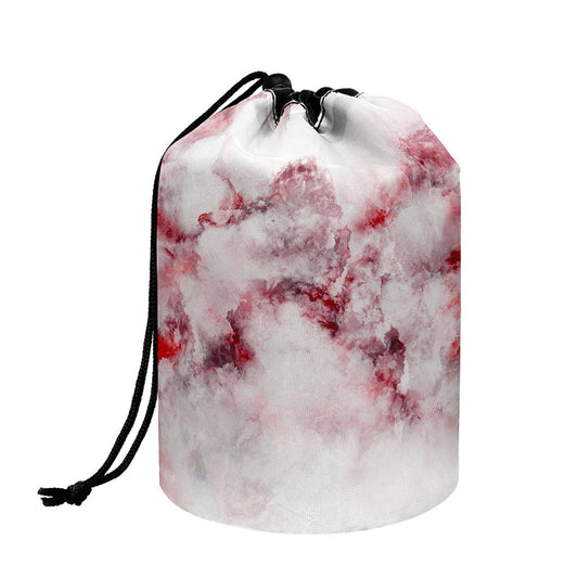 White Ruby Marble Print Drawstring Makeup Bag