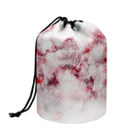 White Ruby Marble Print Drawstring Makeup Bag