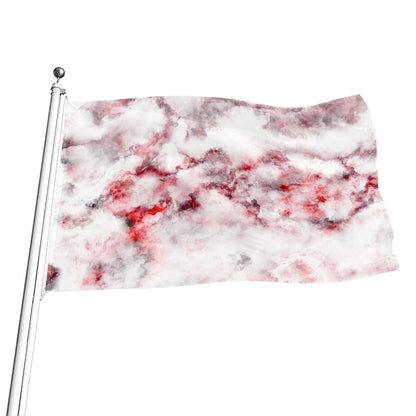 White Ruby Marble Print Flag