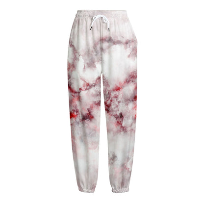 White Ruby Marble Print Fleece Lined Knit Pants