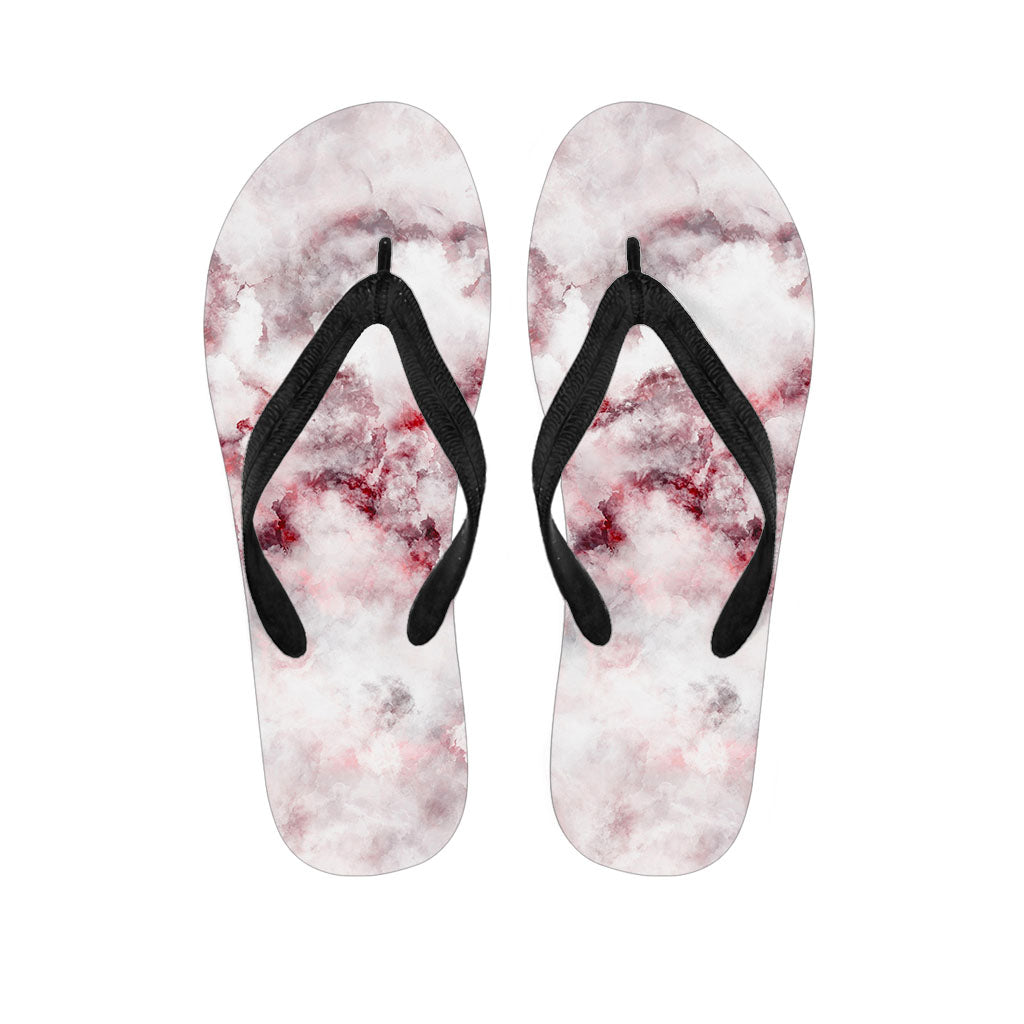 White Ruby Marble Print Flip Flops