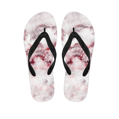 White Ruby Marble Print Flip Flops