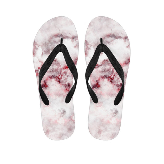 White Ruby Marble Print Flip Flops