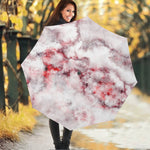 White Ruby Marble Print Foldable Umbrella