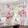 White Ruby Marble Print Grommet Curtains