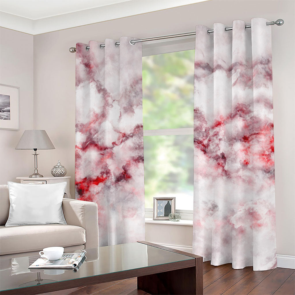 White Ruby Marble Print Grommet Curtains