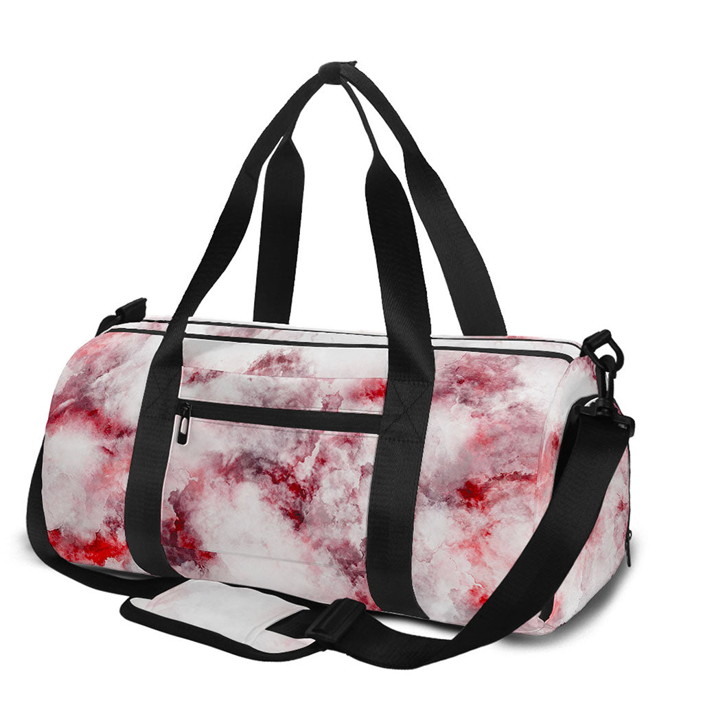White Ruby Marble Print Gym Bag