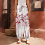 White Ruby Marble Print Harem Pants