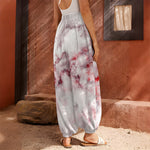White Ruby Marble Print Harem Pants