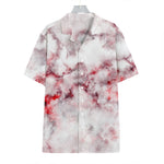 White Ruby Marble Print Hawaiian Shirt