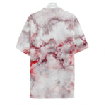 White Ruby Marble Print Hawaiian Shirt