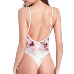 White Ruby Marble Print High Cut One Piece Swimsuit