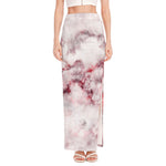 White Ruby Marble Print High Slit Maxi Skirt